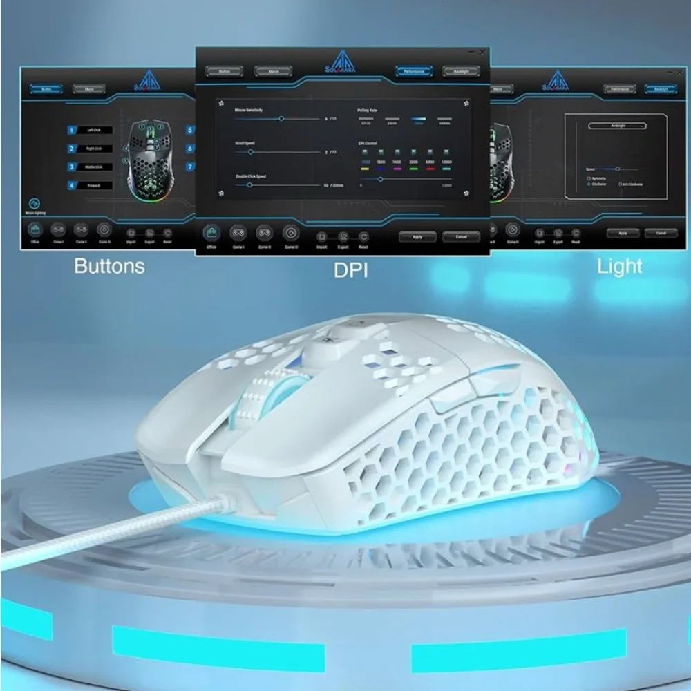 Gaming mouse lightweight honeycomb design